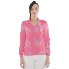 Branch Berries Seamless Red Grey Pink Wind Breaker (women) by Mariart