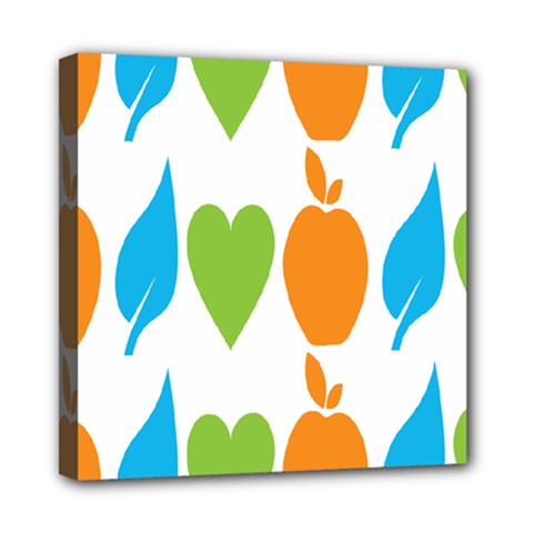 Fruit Apple Orange Green Blue Mini Canvas 8  X 8  by Mariart