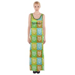 Colorful Happy Easter Theme Pattern Maxi Thigh Split Dress by dflcprintsclothing