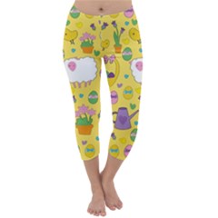 Cute Easter Pattern Capri Winter Leggings  by Valentinaart