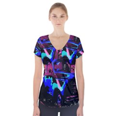 Abstract Artwork Of A Old Truck Short Sleeve Front Detail Top by Nexatart