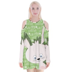 Easter Bunny  Velvet Long Sleeve Shoulder Cutout Dress by Valentinaart