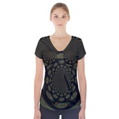 Dark Portal Fractal Esque Background Short Sleeve Front Detail Top by Nexatart