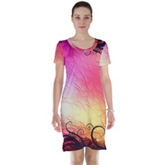 Floral Frame Surrealistic Short Sleeve Nightdress by Nexatart