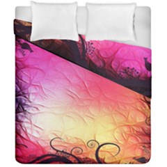 Floral Frame Surrealistic Duvet Cover Double Side (california King Size) by Nexatart