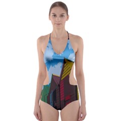 Brightly Colored Dressing Huts Cut-out One Piece Swimsuit by Nexatart