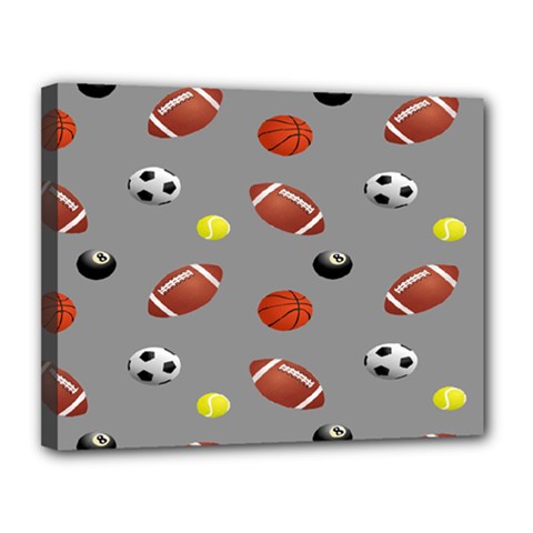 Balltiled Grey Ball Tennis Football Basketball Billiards Canvas 14  X 11  by Mariart