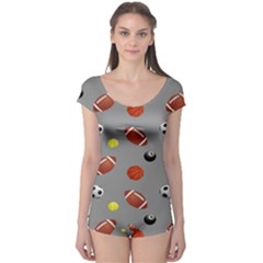 Balltiled Grey Ball Tennis Football Basketball Billiards Boyleg Leotard  by Mariart