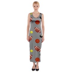 Balltiled Grey Ball Tennis Football Basketball Billiards Fitted Maxi Dress by Mariart