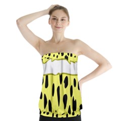 Leopard Polka Dot Yellow Black Strapless Top by Mariart