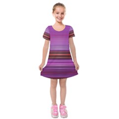 Stripes Line Red Purple Kids  Short Sleeve Velvet Dress by Mariart