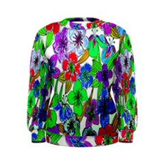 Background Of Hand Drawn Flowers With Green Hues Women s Sweatshirt by Nexatart