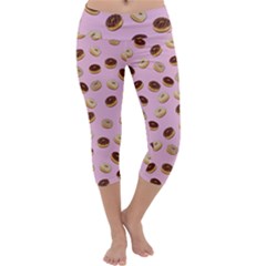 Donuts Pattern Capri Yoga Leggings by Valentinaart