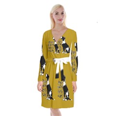 Dog Person Long Sleeve Velvet Front Wrap Dress by Valentinaart