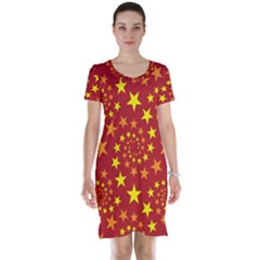 Star Stars Pattern Design Short Sleeve Nightdress by Nexatart