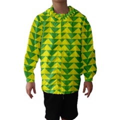 Arrow Triangle Green Yellow Hooded Wind Breaker (kids) by Mariart