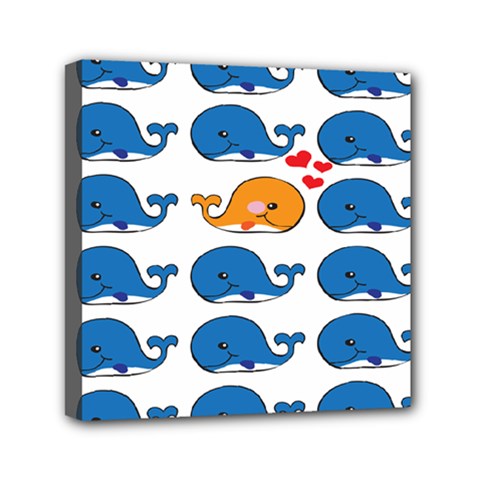 Fish Animals Whale Blue Orange Love Mini Canvas 6  X 6  by Mariart