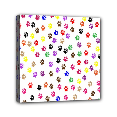 Paw Prints Dog Cat Color Rainbow Animals Mini Canvas 6  X 6  by Mariart