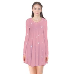 Pink Background With White Hearts On Lines Flare Dress by TastefulDesigns