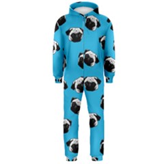 Pug Dog Pattern Hooded Jumpsuit (men)  by Valentinaart