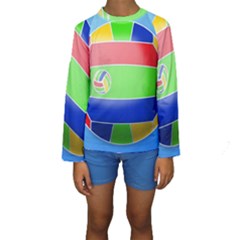 Balloon Volleyball Ball Sport Kids  Long Sleeve Swimwear by Nexatart
