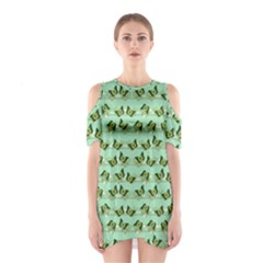 Green Butterflies Shoulder Cutout One Piece by linceazul