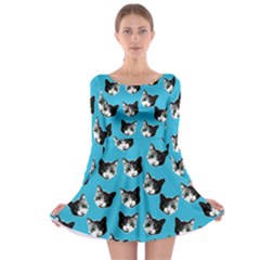 Cat Pattern Long Sleeve Skater Dress by Valentinaart