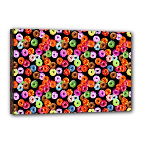 Colorful Yummy Donuts Pattern Canvas 18  X 12  by EDDArt