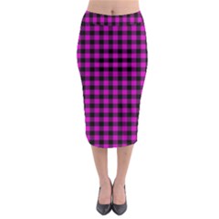 Lumberjack Fabric Pattern Pink Black Midi Pencil Skirt by EDDArt