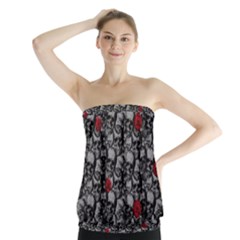 Skulls And Roses Pattern  Strapless Top by Valentinaart