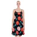 Candy Sugar Red Pink Blue Black Circle Spaghetti Strap Velvet Dress View1