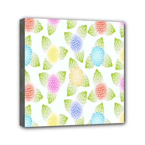 Fruit Grapes Purple Yellow Blue Pink Rainbow Leaf Green Mini Canvas 6  X 6  by Mariart