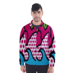 Rose Floral Circle Line Polka Dot Leaf Pink Blue Green Wind Breaker (men) by Mariart