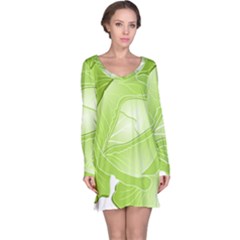 Cabbage Leaf Vegetable Green Long Sleeve Nightdress by Mariart