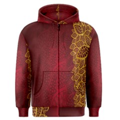 Floral Flower Golden Red Leaf Men s Zipper Hoodie by Mariart