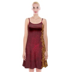 Floral Flower Golden Red Leaf Spaghetti Strap Velvet Dress by Mariart