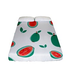 Fruit Green Red Guavas Leaf Fitted Sheet (full/ Double Size) by Mariart