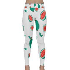 Fruit Green Red Guavas Leaf Classic Yoga Leggings by Mariart