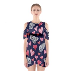 Elephant Lover Hearts Elephants Shoulder Cutout One Piece by BubbSnugg