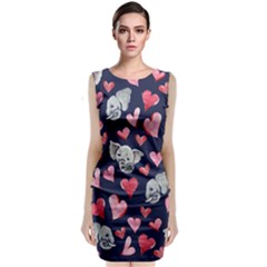 Elephant Lover Hearts Elephants Classic Sleeveless Midi Dress by BubbSnugg