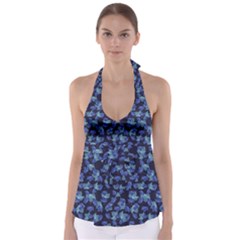 Autumn Leaves Motif Pattern Babydoll Tankini Top by dflcprintsclothing