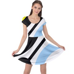 Circle Line Chevron Wave Black Blue Yellow Gray White Cap Sleeve Dresses by Mariart