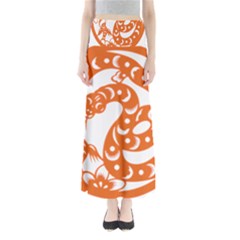 Chinese Zodiac Horoscope Snake Star Orange Maxi Skirts by Mariart