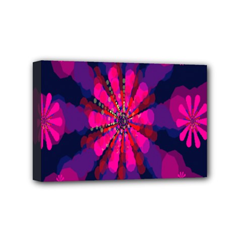 Flower Red Pink Purple Star Sunflower Mini Canvas 6  X 4  by Mariart