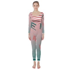 Heat Wave Chevron Waves Red Green Long Sleeve Catsuit by Mariart