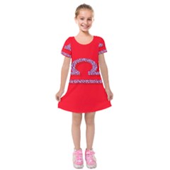 Illustrated Zodiac Red Purple Star Polka Kids  Short Sleeve Velvet Dress by Mariart