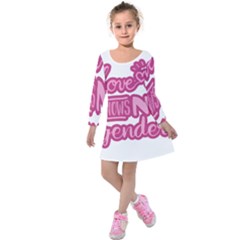 Love Knows No Gender Kids  Long Sleeve Velvet Dress by Valentinaart