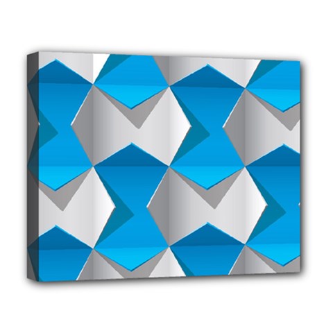 Blue White Grey Chevron Deluxe Canvas 20  X 16   by Mariart