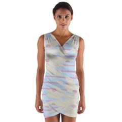 Flower Floral Sunflower Line Horizontal Pink White Blue Wrap Front Bodycon Dress by Mariart