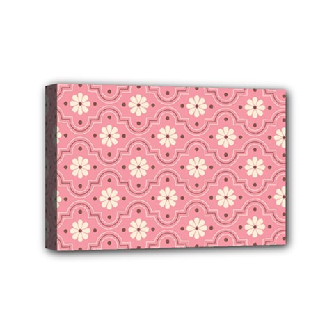 Sunflower Star White Pink Chevron Wave Polka Mini Canvas 6  X 4  by Mariart